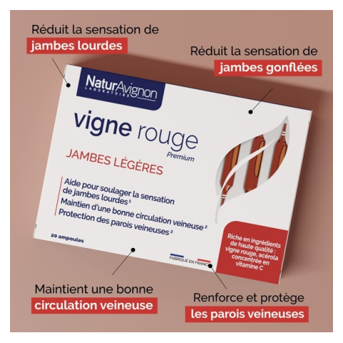 Complément alimentaire Jambes légères - Vigne rouge NaturAvignon - 2