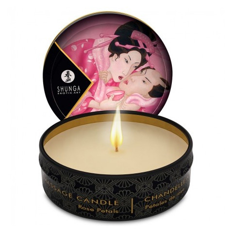 MINI CARESS À LA BOUGIE BOUGIE DE MASSAGE ROSE SHUNGA CANDLES  - 1