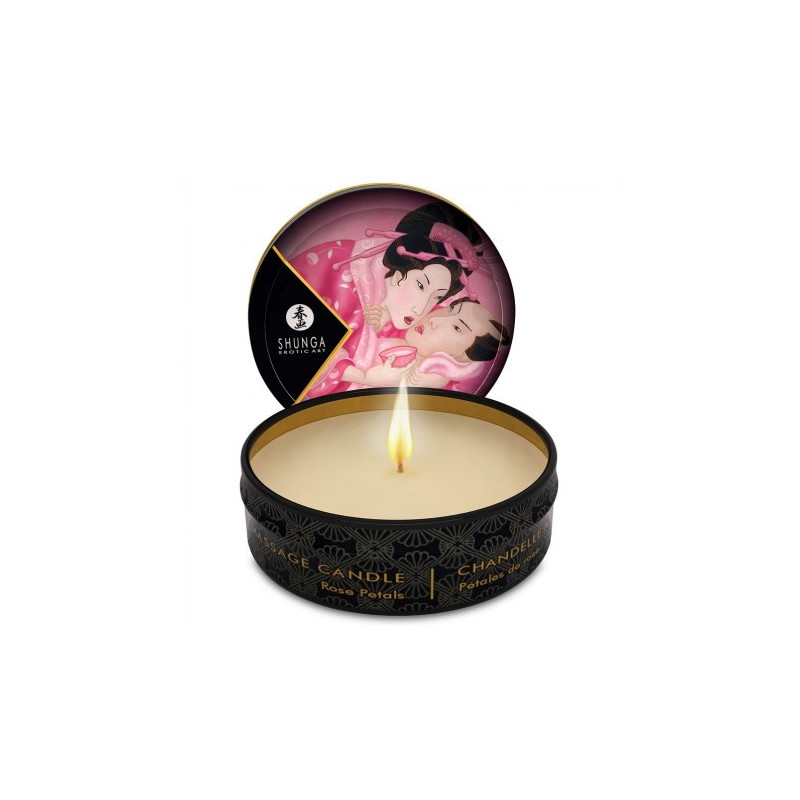 MINI CARESS À LA BOUGIE BOUGIE DE MASSAGE ROSE SHUNGA CANDLES  - 1