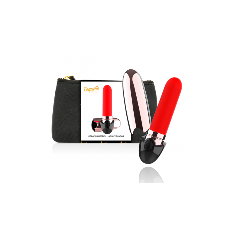 ROUGE À LÈVRES VIBRATOIRE RECHARGEABLE LUXE COQUETTE NOIR / OR COQUETTE TOYS - 1