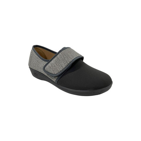 Chaussons avec velcro noires et argentées - Femme L'âge d'or - 1